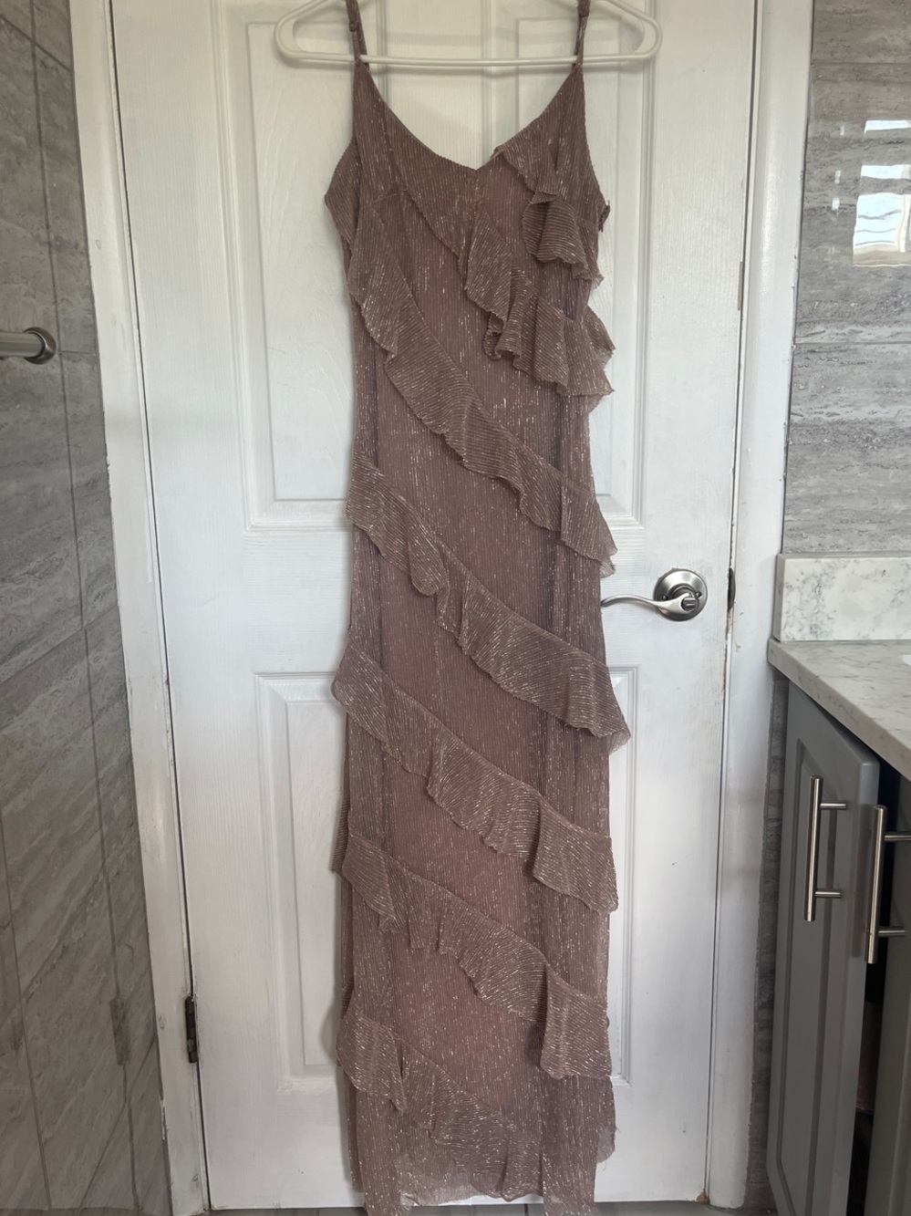 Petal & Pup Dusty Rose Ruffle Spaghetti-Strap Maxi Dress